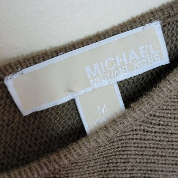 MICHAEL Michael Kors | Brown Tunic Sweater Zip Back Rounded Hem Size Medium - Picture 3 of 6